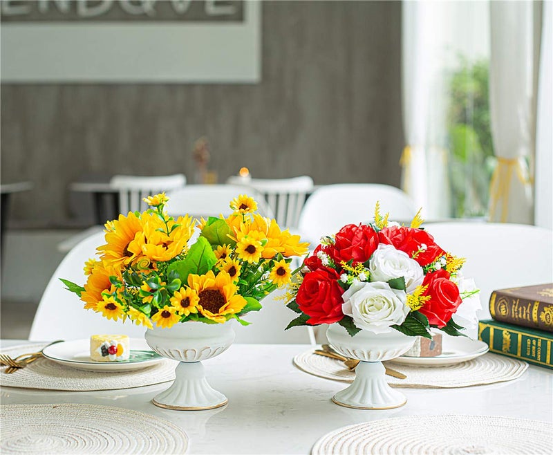 Lanlong 2 Pieces Household Metal Flower Vase Wedding Centerpiece Decor Retro Vases - Image 3